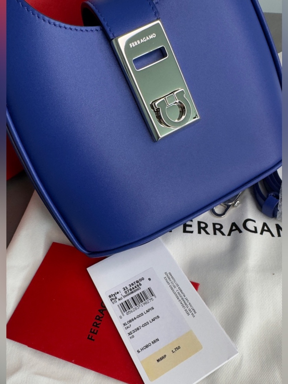 Salvatore Ferragamo Royal Blue Leather Mini Tote with Signature Hardware - Picture 5 of 5